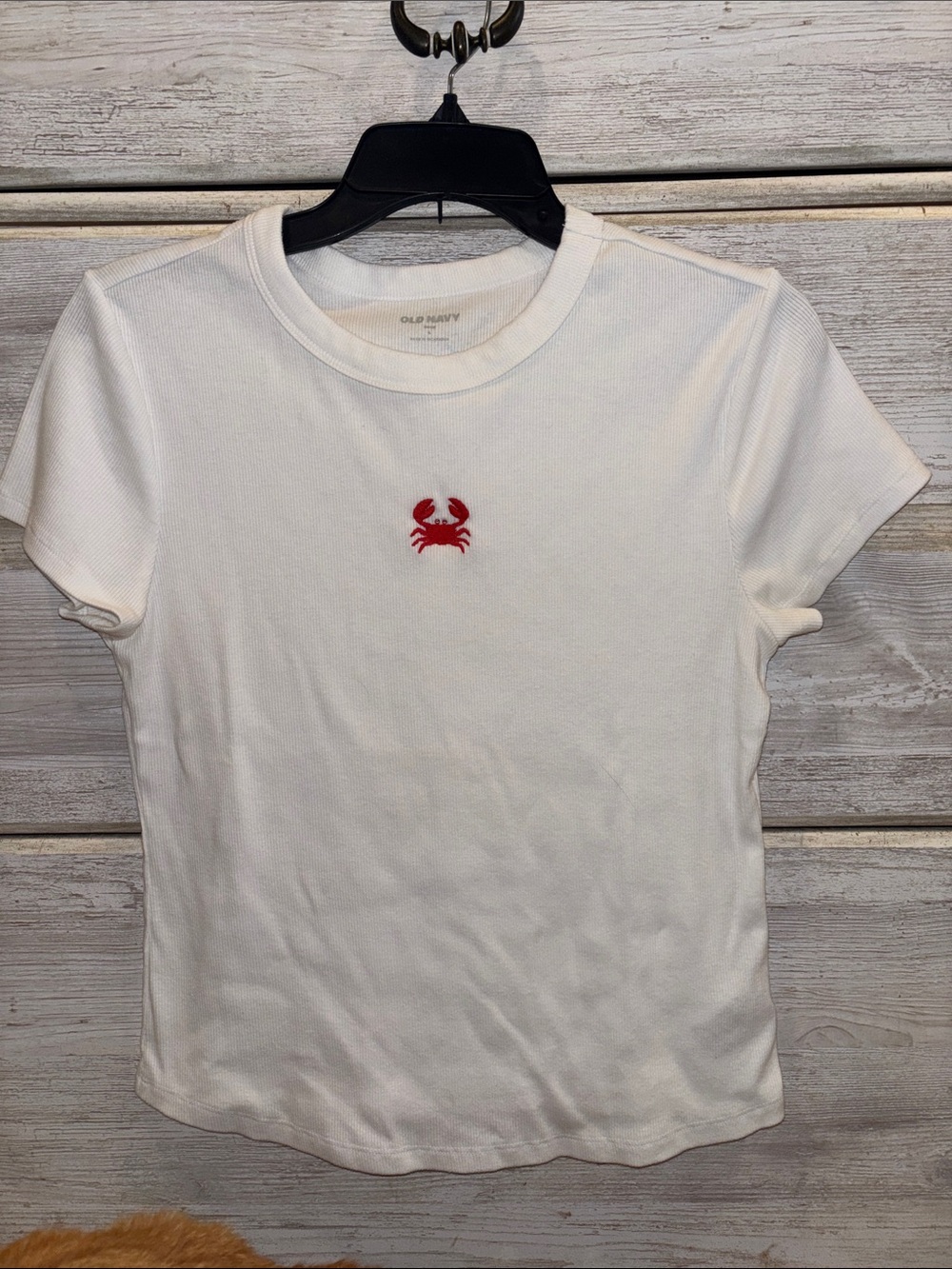 Old Navy White Short-Sleeve Tee with Red Crab Patch